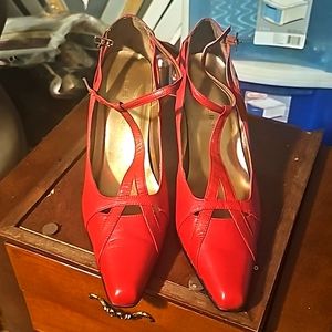 Bellini Designer Shoes, Sz 8.5", Leather, Burgundy, 2.5" Heel